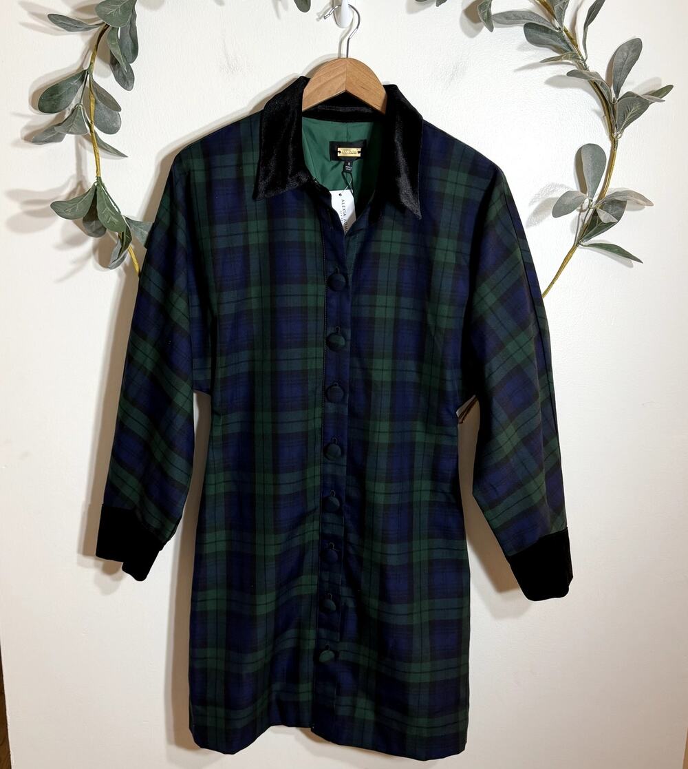 NWT Alexia Admor Green Plaid Dress